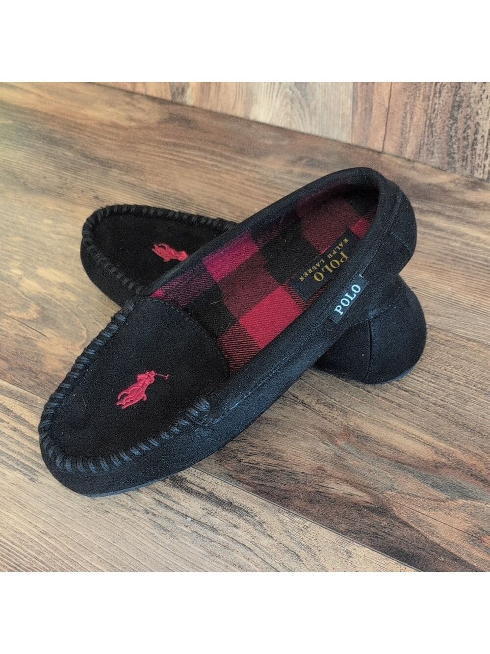 Polo by Ralph Lauren Black Flat Memory Foam Loafers W10 M338